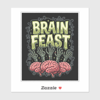 Halloween Brain Fest Zombie Händer Vektor Design Klistermärken
