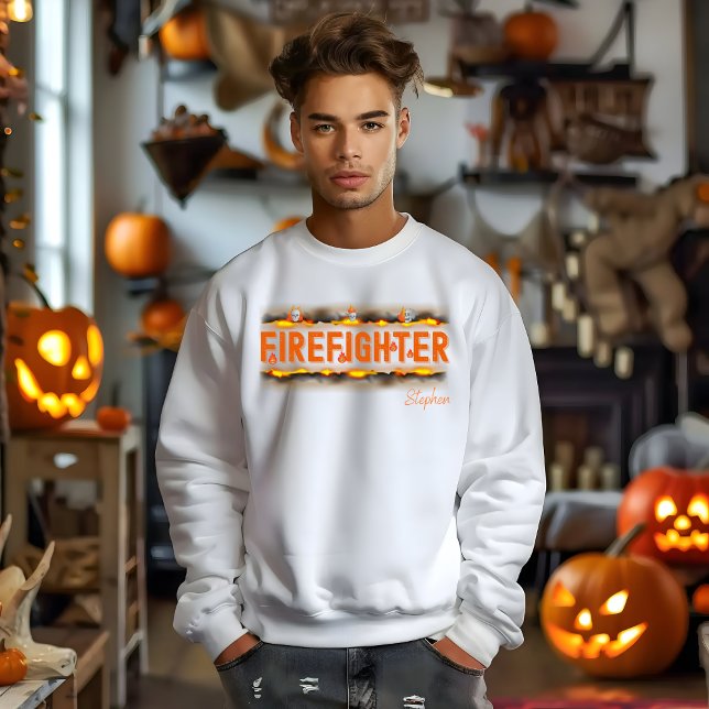 Halloween-brandman hoodie med namn lång ärmad tröja (Skapare uppladdad)