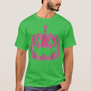 Halloween Breast Cancer Pink Ribbon Jack o lantern T Shirt