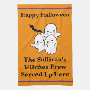 Halloween Brew Roligt Ghost Fladdermus Witch Orang Kökshandduk