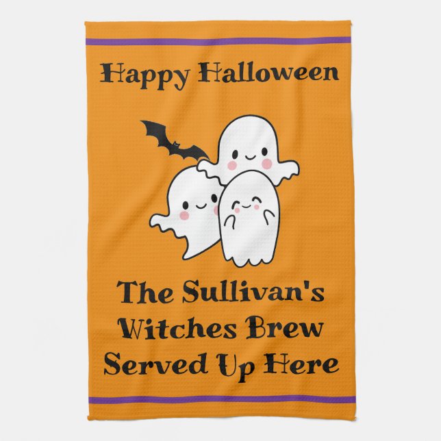 Halloween Brew Roligt Ghost Fladdermus Witch Orang Kökshandduk (Vertikal)