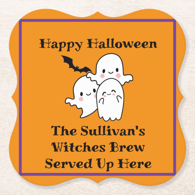 Halloween Brew Sprit personalize Ghost Fladdermus  Underlägg Papper (Framsida)