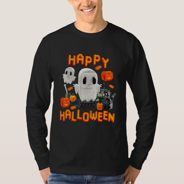 Halloween Brick Builder Blocks Master Builder Kid T Shirt (Framsida)
