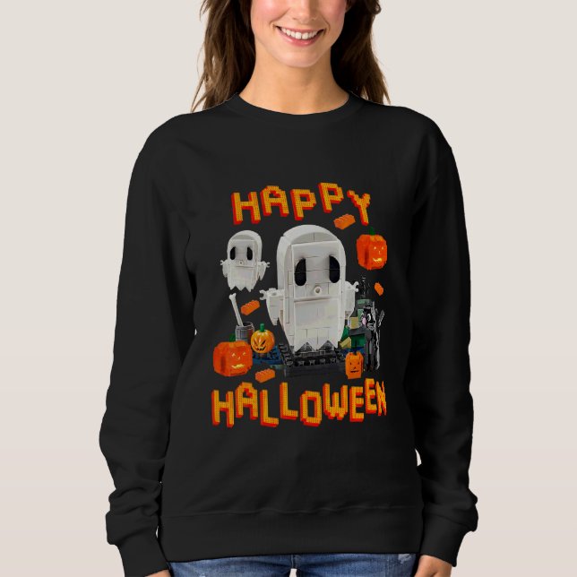 Halloween Brick Builder Blocks Master Builder Kid T Shirt (Framsida)