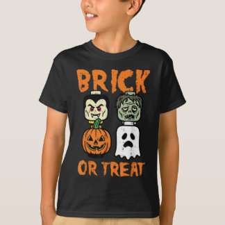 Halloween Brick Or Treat Byggnadsblock Kostym T Shirt