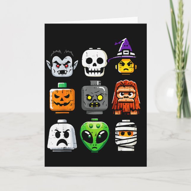 Halloween Brick Pumpkin Ghost Heads Costume Boys K Kort (Framsida)
