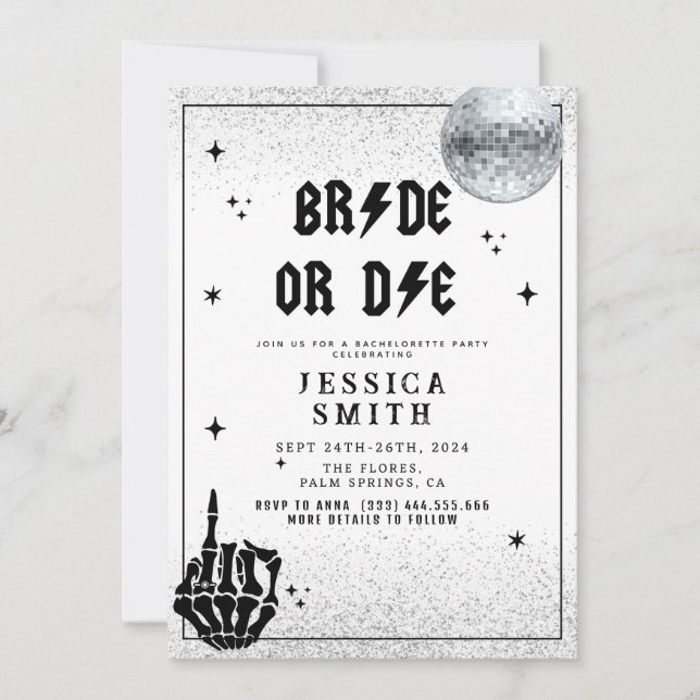 Halloween Bride eller Die Bachelorette Inbjudningar (Framsida)
