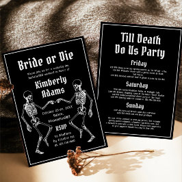 Halloween Bride eller Die Skeleton Bachelorette Pa Inbjudningar