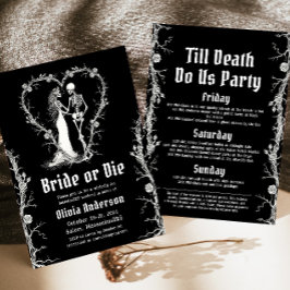 Halloween Bride eller Die Skeleton Bachelorette Pa Inbjudningar