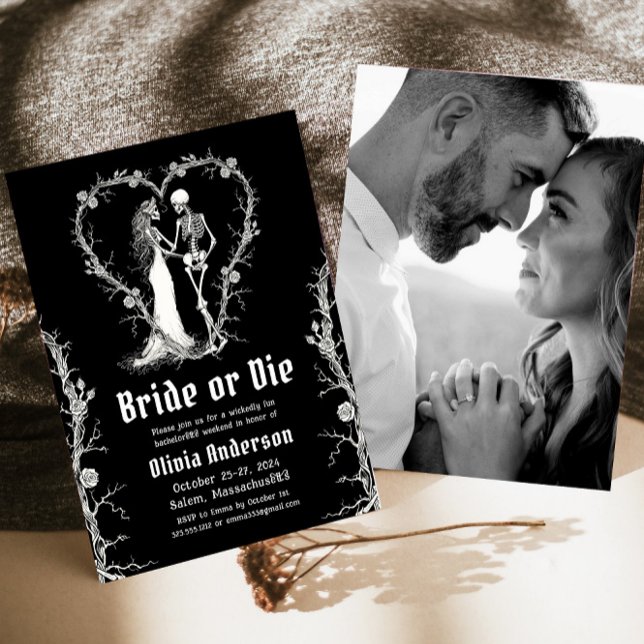 Halloween Bride eller Die Skeleton Bachelorette Pa Inbjudningar (Skapare uppladdad)