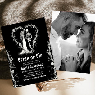 Halloween Bride eller Die Skeleton Möhippa Inbjudningar