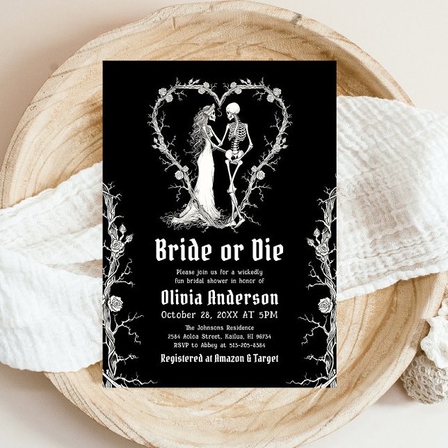 Halloween Bride eller Die Skeleton Möhippa Inbjudningar (Skapare uppladdad)