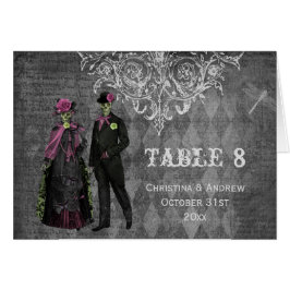 Halloween Bride & Groom Bröllop, Bordsnummer Card OBS Kort