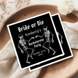 Halloween Bride or Die Skeleton Bachelorette Party Pappersservett