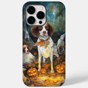 Halloween Brittany Spaniel Med Pumpa Skräckinjagan