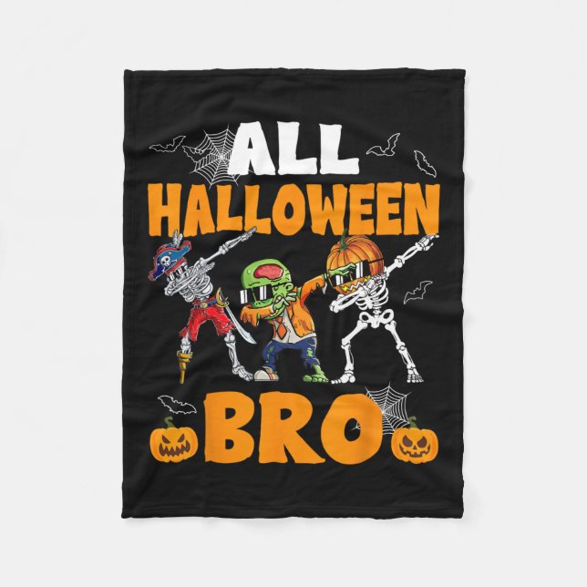 Halloween Bro Dabbing Skeleton Jack o lantern Boys Fleecefilt (Framsidan)