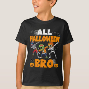 Halloween Bro Dabbing Skeleton Jack o lantern Boys T Shirt