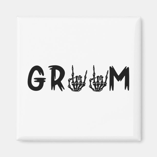 Halloween Bröllop Bride Groom Skeleton till döden Magnet (Framsidan)