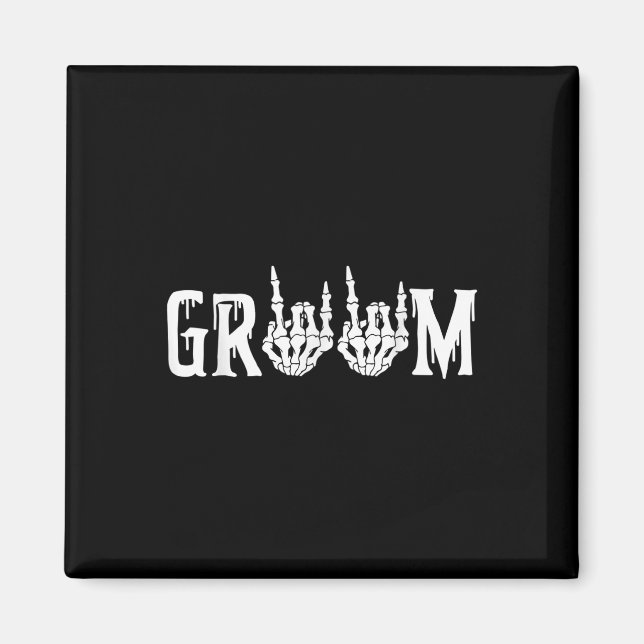 Halloween Bröllop Bride Groom Skeleton till döden Magnet (Framsidan)