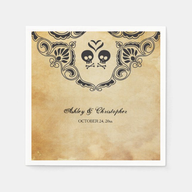 Halloween Bröllop Cocktail Napkin - Gothic Pappersservett (Framsidan)