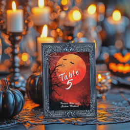 Halloween Bröllop Fladdermus Full Moon Bordsnummer