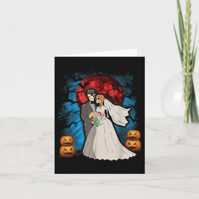 Halloween Bröllop Gift Skeleton par Bride Groom Kort (Framsida)
