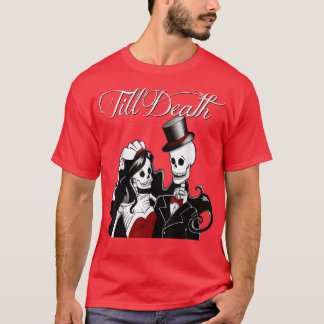 Halloween Bröllop Gothic Bride Groom Skeleton till T Shirt