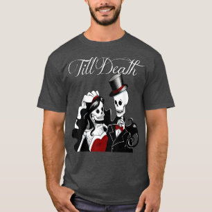 Halloween Bröllop Gothic Bride Groom Skeleton till T Shirt