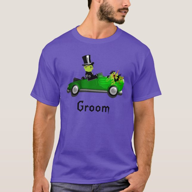 Halloween Bröllop Grooms t-shirt Frankenstein (Framsida)