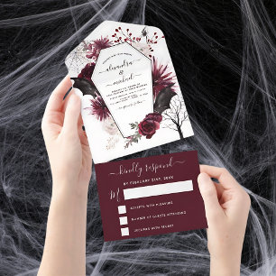 Halloween Bröllop - höstfälla Mörk Burgundy Black