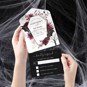Halloween Bröllop - höstfälla Mörk Burgundy Black