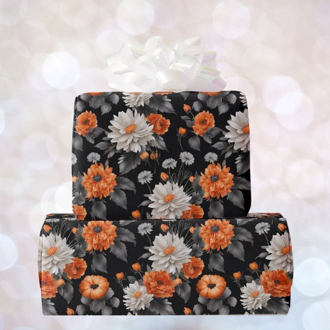 Halloween Bröllop Orange White Black Giftwrap Presentpapper (Skapare uppladdad)