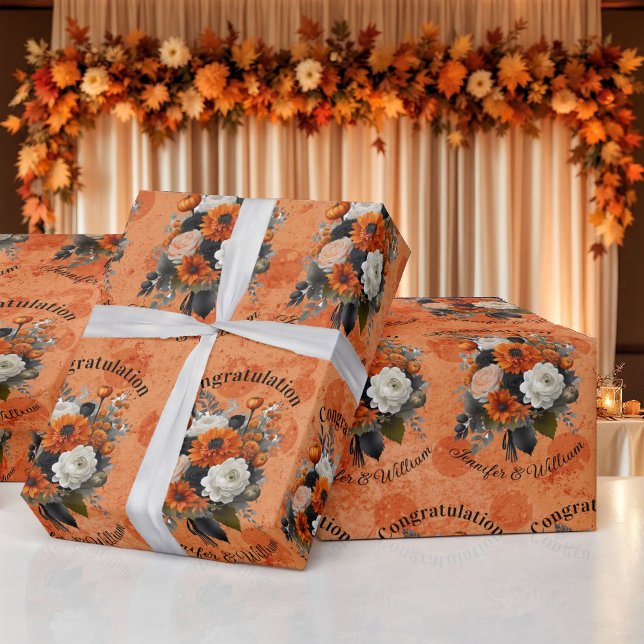 Halloween Bröllop personalize Namn Pumpkin Morsa Presentpapper (Skapare uppladdad)
