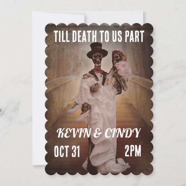 HALLOWEEN BRÖLLOP SKELETON COUPLE INVITATIONS INBJUDNINGAR (Framsida)