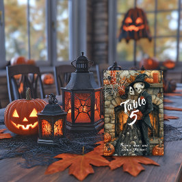 Halloween Bröllop Skeletons Black Spiders Fladderm Bordsnummer