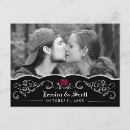 Halloween Bröllop Skeletons Heart Photo Spara Date Meddelande Vykort