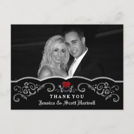 Halloween Bröllop Skeletons Heart Photo Tack Vykort
