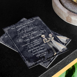 Halloween Bröllop Skeletons inbjudningsbudget Flygblad