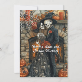  Halloween Bröllop Skelett Svarta Spindlar Fladder Inbjudningar