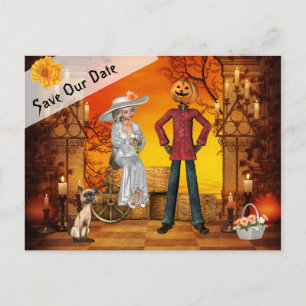 Halloween Bröllop spara datum Meddelande Vykort