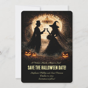 Halloween Bröllop Spara Datum Söt Inbjudningar