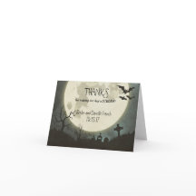 Halloween bröllop Tack, ditt kort med måne