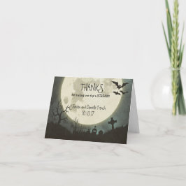 Halloween bröllop Tack, ditt kort med måne