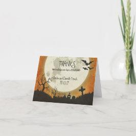 Halloween bröllop Tack-kort - måne i orange Tack Kort