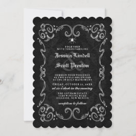 Halloween Bröllop ’Tillsammans med’ - NAMN PÅ BAKK Inbjudningar