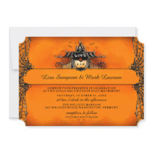 Halloween bröllopinbjudan - orange & svart kärlek