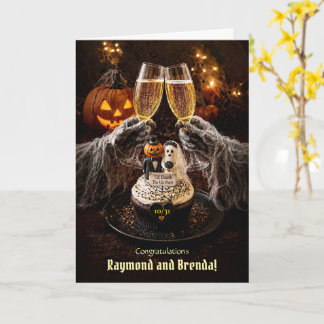 Halloween Bröllopschampagne Toast och söt Cupcake Kort