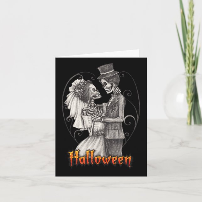 Halloween-Bröllopsdagen i oktober - Bride and Groo Kort (Framsida)