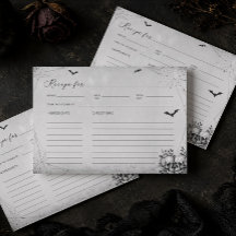 Halloween Bröllopsdusch Receptkort