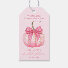 Halloween Bröllopsdusch Rosa Pumpa Tack Presentetikett